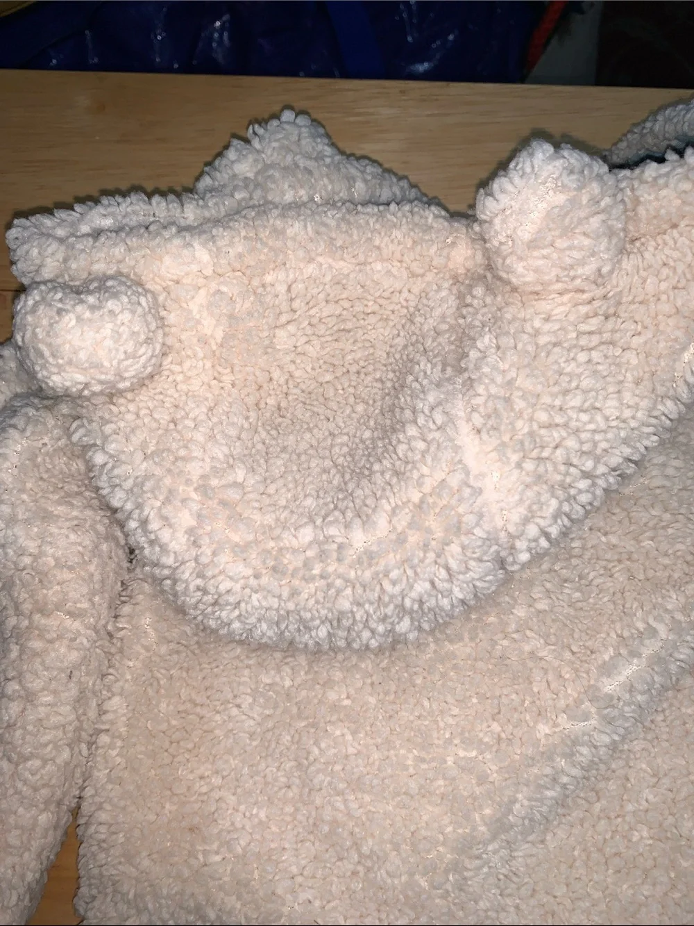 Baby Boden Cream Sherpa Hooded Puffer with Bear-Ear Hood
